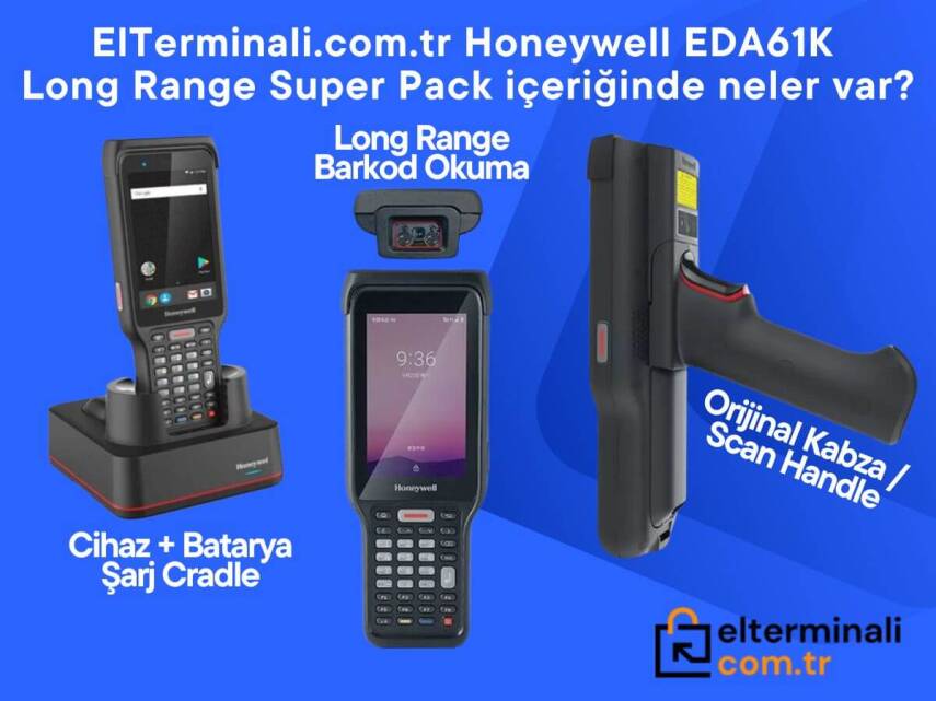 Honeywell EDA61K Android El Terminali - Long Range Super Pack - 5